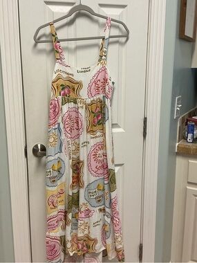 Paper Heart SZ XL Linen Blend Anthropologie Soleil Coastal France Maxi Dress